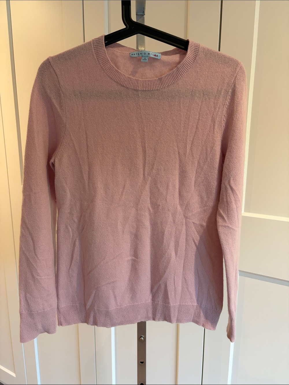 ANTONIO MELANI Pink Ribbed Crewneck Sweater